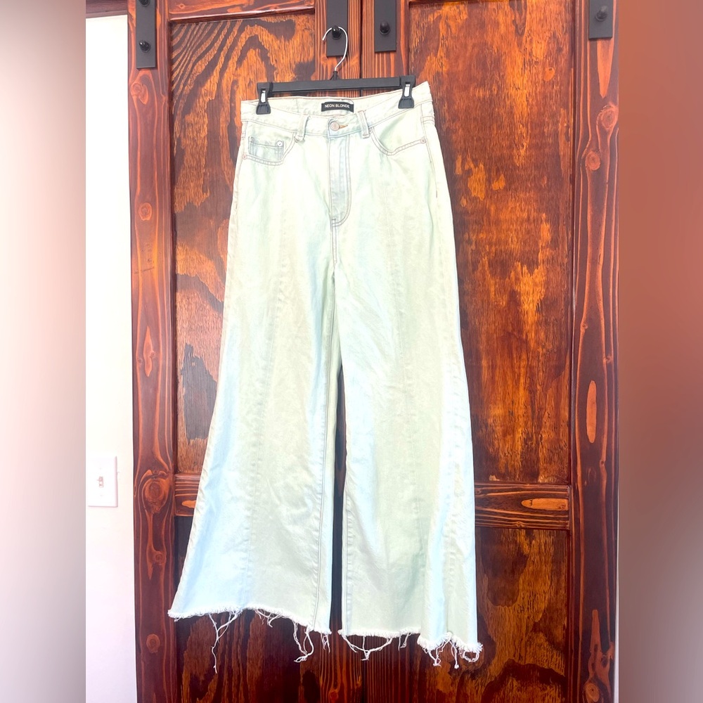 Neon blonde siren wide leg jeans